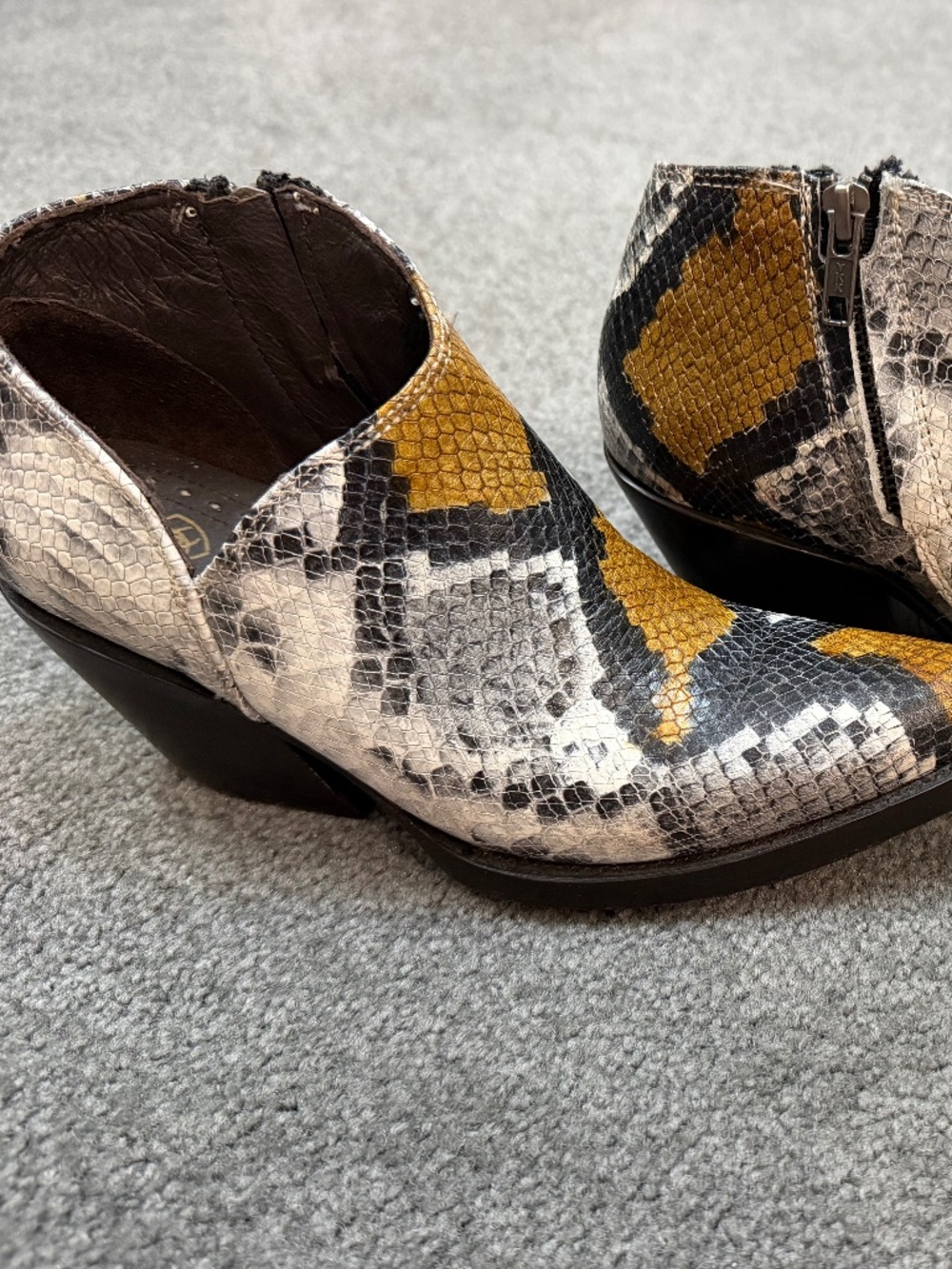 Ariat Jolene Snake Print Western Booties - Snip Toe